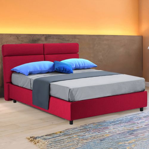 Letto 2 piazze con contenitore rosso 177x226cm - Annus