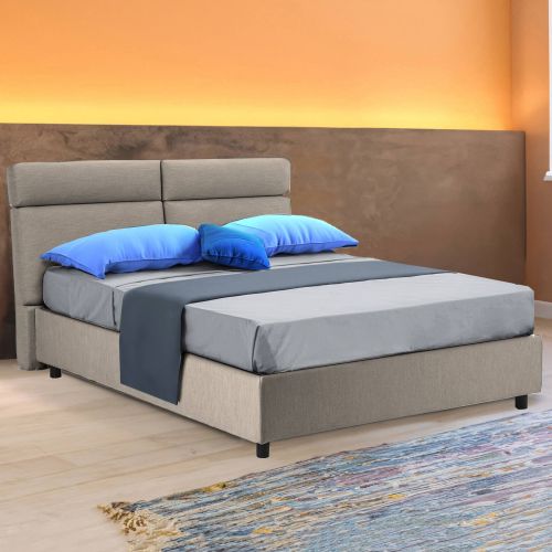 Letto 2 piazze con contenitore tortora 177x226cm - Annus