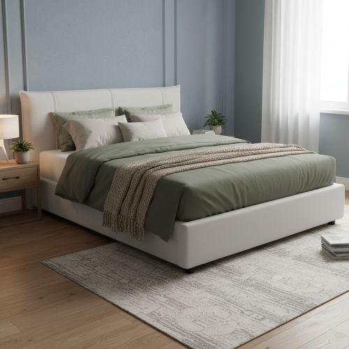 Letto 2 piazze contenitore bianco 175x205cm design - Almond