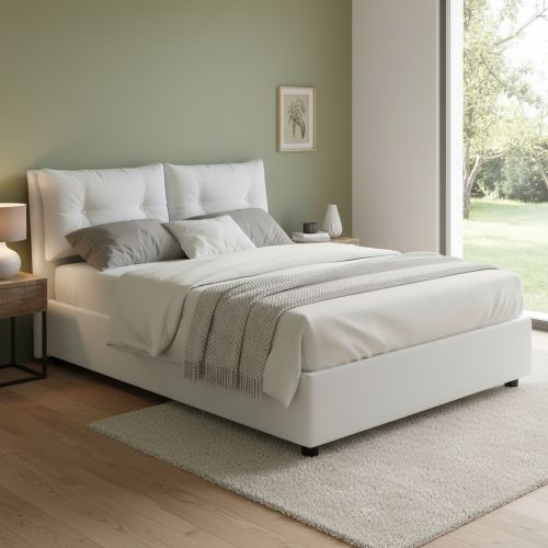 Letto 2 piazze contenitore bianco 175x205cm stabile - Abbaione