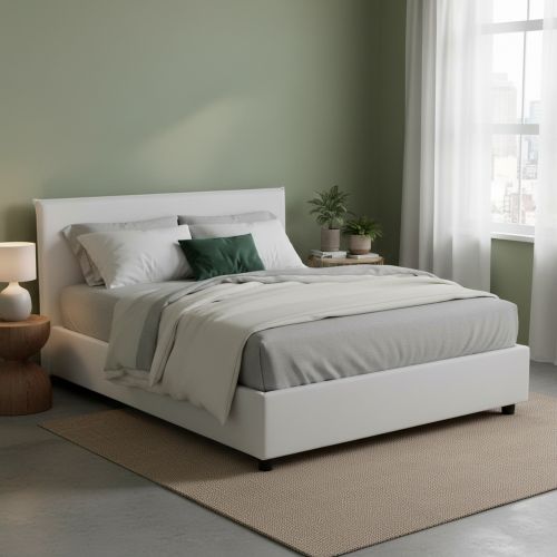 Letto 2 piazze contenitore bianco 175x215cm accogliente - Ariadni