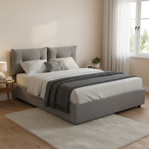Letto 2 piazze contenitore grigio 175x205cm elegante - Abbaione