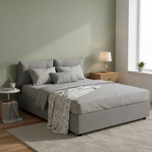 Letto 2 piazze contenitore grigio 175x205cm minimal - Andrealo