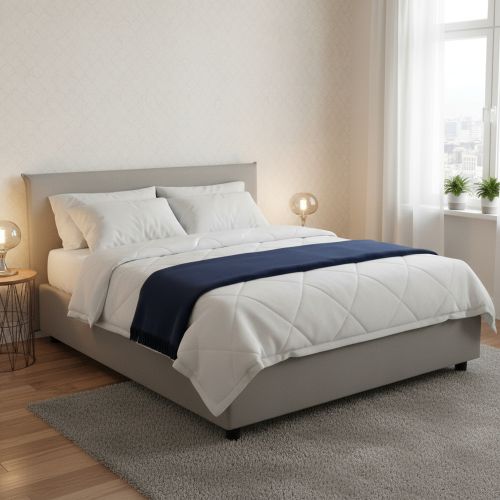 Letto 2 piazze contenitore grigio 175x215cm compatto - Ariadni