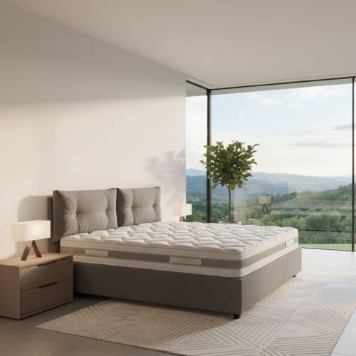 Letto 2 piazze contenitore grigio 175x215cm robusto - Calcite