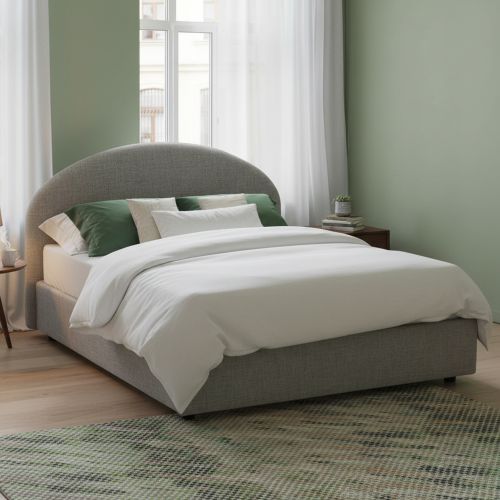 Letto 2 piazze contenitore grigio 175x215cm testiera arrotondata - Fiorella