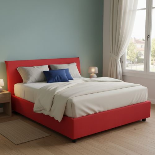 Letto 2 piazze contenitore rosso 175x215cm comodo - Ariadni