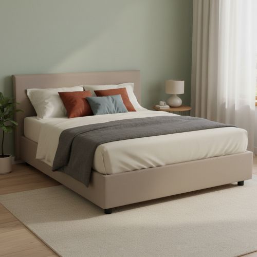Letto 2 piazze contenitore tortora 175x215cm salvaspazio - Ariadni