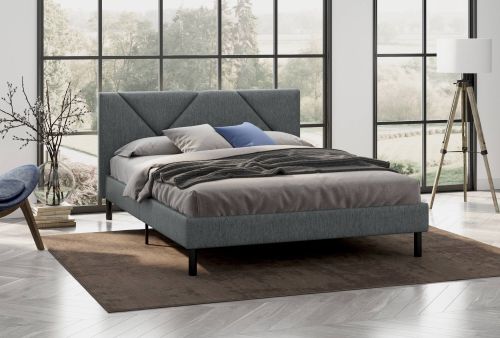Letto alla francese Calitri, Sommier per camera da letto, Giroletto per stanza, Struttura porta materasso, Adatto a materasso Cm 140x190, Grigio