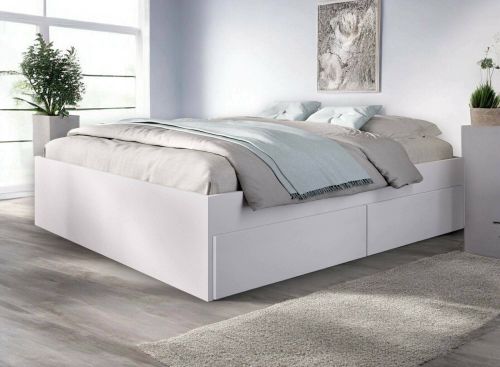Letto alla francese Caplone, Sommier per camera da letto, Giroletto per stanza, Struttura porta materasso, 149x195 h39 cm, Bianco