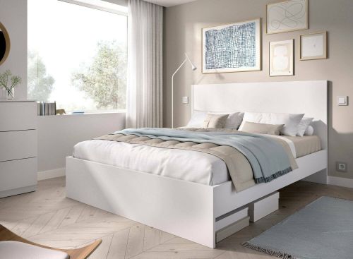 Letto alla francese Carnizza, Sommier per camera da letto, Giroletto per stanza, Struttura porta materasso, 146x195 h100 cm, Bianco