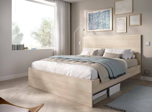 Letto alla francese Carnizza, Sommier per camera da letto, Giroletto per stanza, Struttura porta materasso, 146x195 h100 cm, Rovere
