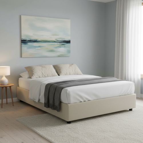 Letto alla francese compatto beige 155x205cm - Attilino
