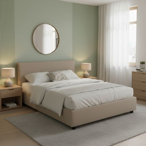 Letto alla francese con testiera tortora 155x205cm - Argain