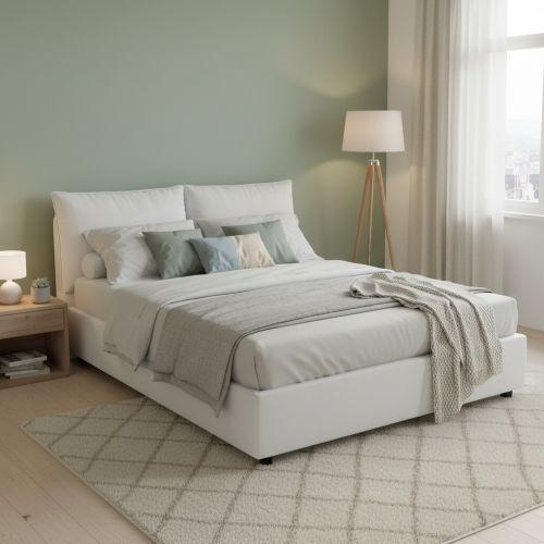 Letto alla francese contenitore bianco 155x205cm - Askari