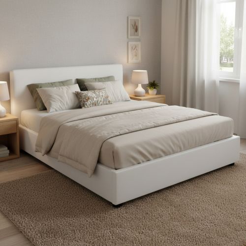 Letto alla francese contenitore bianco 155x215cm - Alvacus