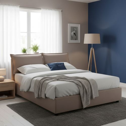 Letto alla francese contenitore tortora 155x215cm - Annica