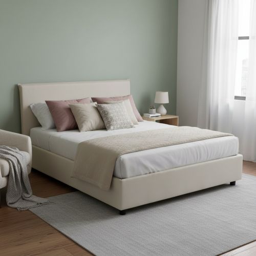 Letto alla francese design beige 155x215cm - Alvacus
