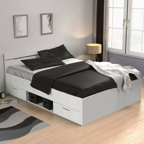 Letto alla francese elegante bianco opaco 144x204cm - Moira