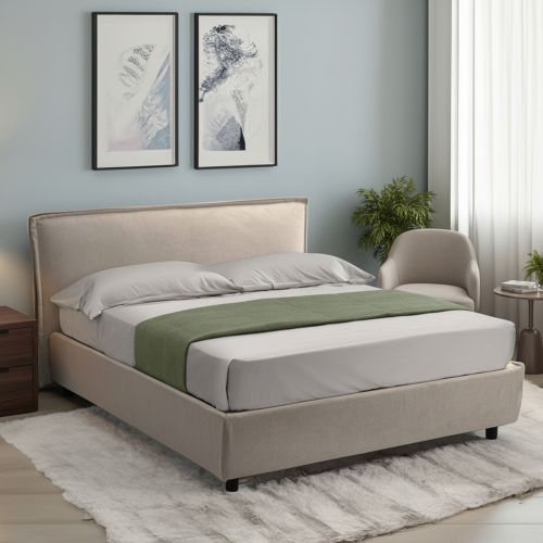 Letto Alla Francese Grigio Tortora Materasso Incluso Sfoderabile, Contenitore Made in Italy - Broni