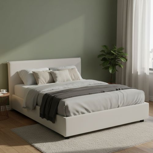 Letto alla francese imbottito bianco 155x205cm - Africa