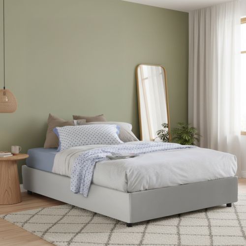 Letto alla francese imbottito bianco 155x215cm - Osanna