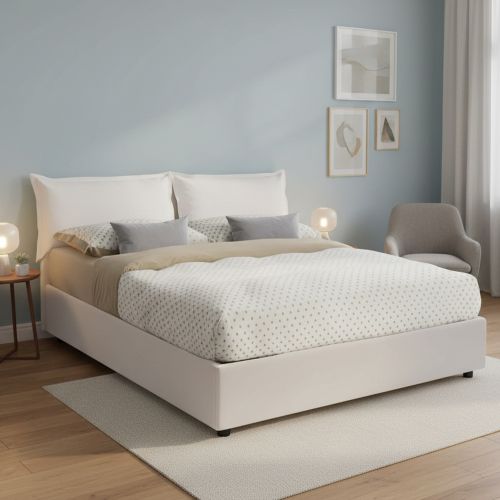 Letto alla francese in legno bianco 155x205cm - Arzillo