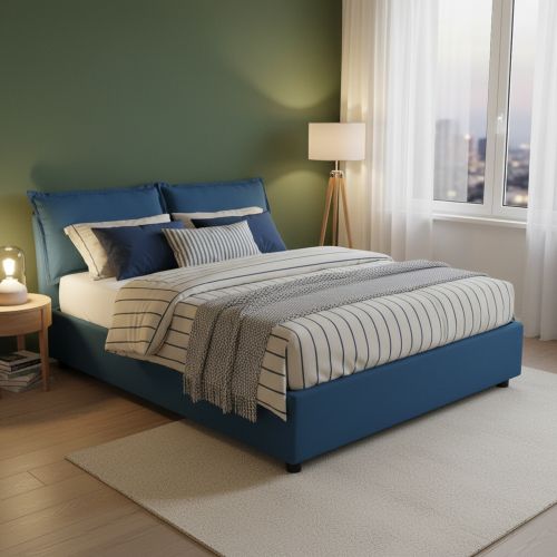 Letto alla francese in legno blu 155x215cm - Annica