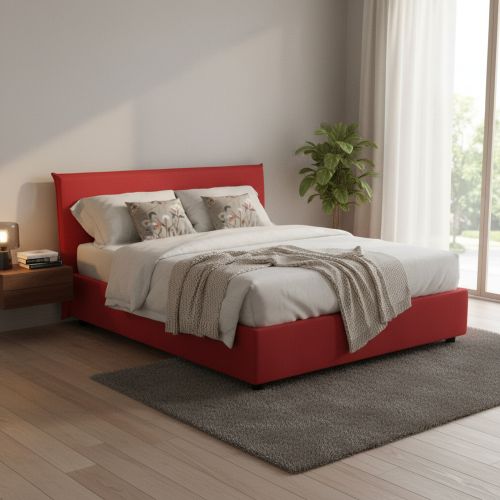 Letto alla francese in legno rosso 155x215cm - Aros