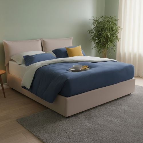 Letto alla francese in legno tortora 155x205cm - Amelh