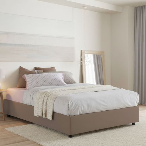 Letto alla francese in legno tortora 155x215cm - Alaksir