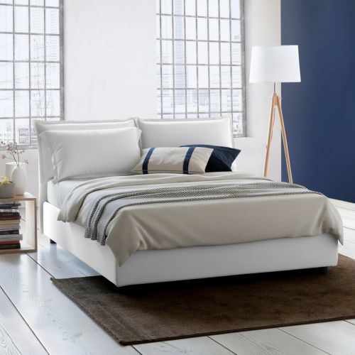 Letto alla francese in tessuto bianco 155x205cm - Arden