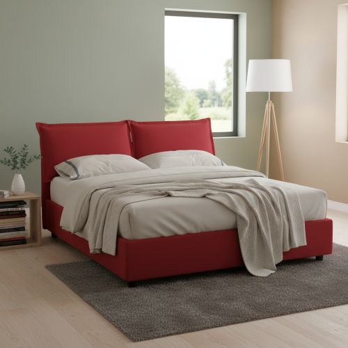 Letto alla francese in tessuto rosso 155x215cm - Annica