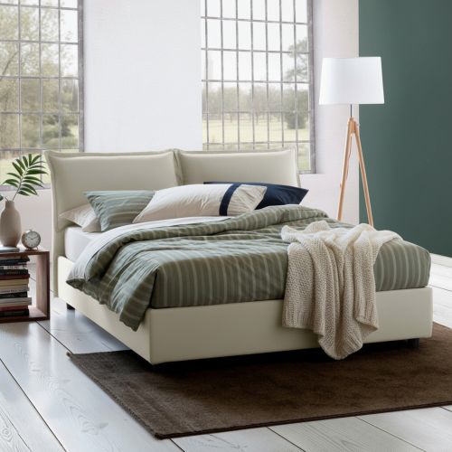 Letto alla francese materasso incluso beige 155x205cm - Arden