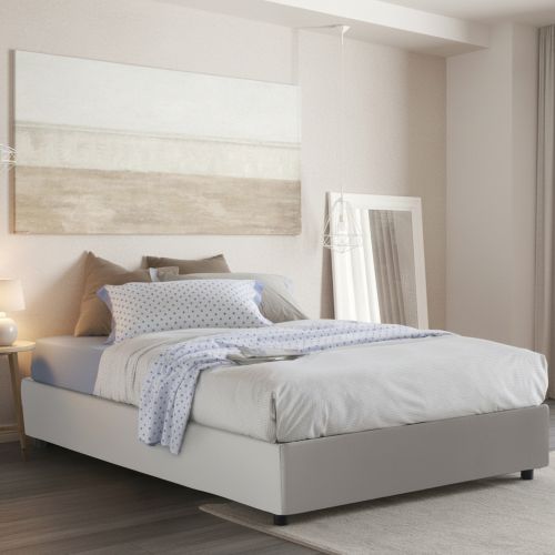Letto alla francese materasso incluso bianco 155x205cm - Akemi