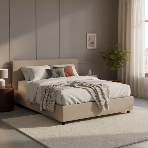 Letto alla francese materasso incluso tortora 155x205cm - Alion