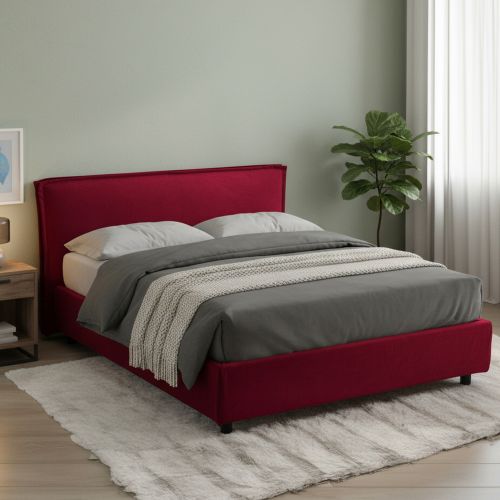 Letto Alla Francese Rosso Materasso Incluso Sfoderabile, Contenitore Made in Italy - Brienza