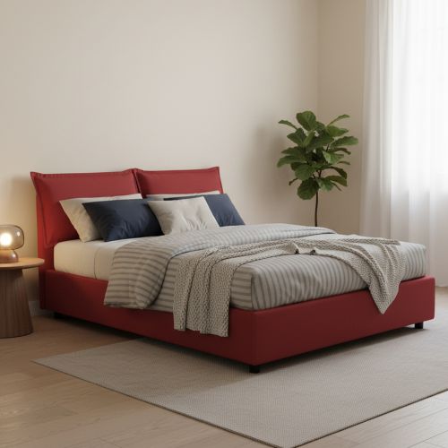 Letto alla francese sfoderabile rosso 155x205cm - Arden