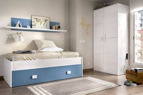 Letto bambini 195x97cm bianco e blu - Aikiko