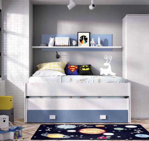 Letto bambini 200x99cm bianco e blu - Arod