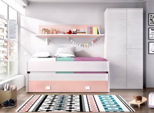 Letto bambini 200x99cm bianco e rosa - Arod