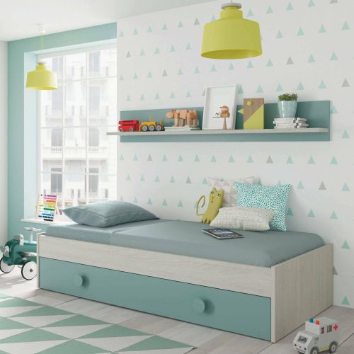 Letto bambini 201x98cm bianco e verde acqua - Aqua