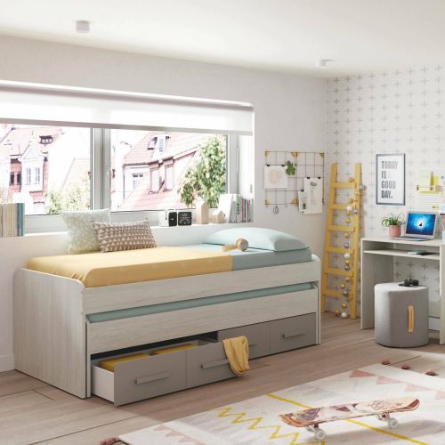 Letto bambini salvaspazio 198x96cm bianco e marrone - Cupido