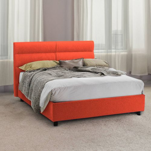 Letto due piazze contenitore arancione 177x218cm struttura in metallo - Brienno