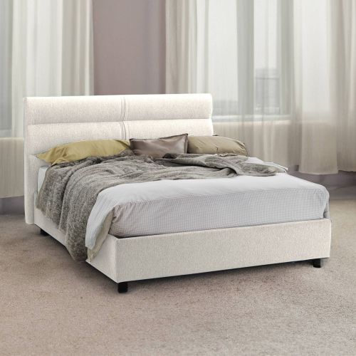 Letto due piazze contenitore beige 177x218cm struttura in metallo - Brienno