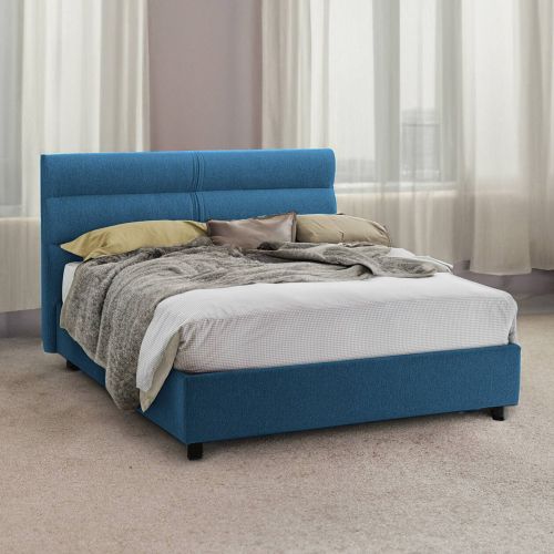 Letto due piazze contenitore blu 177x228cm struttura in metallo - Briaglia
