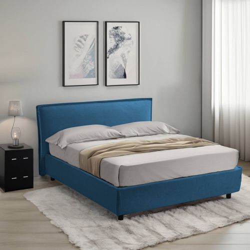 Letto due piazze contenitore blu 180x210cm struttura in metallo - Bruzolo
