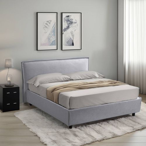 Letto due piazze contenitore grigio 180x220cm struttura in metallo - Bubbio