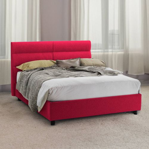 Letto due piazze contenitore rosso 177x218cm struttura in metallo - Brienno