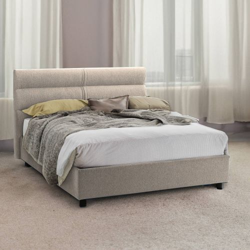 Letto due piazze contenitore tortora 177x218cm struttura in metallo - Brienno
